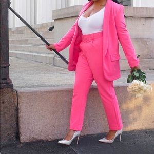 Hot Pink Suit with wide belt